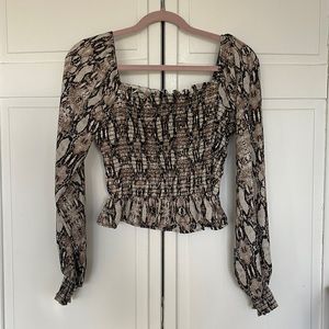 Sage Smocked Square Neck Blouse